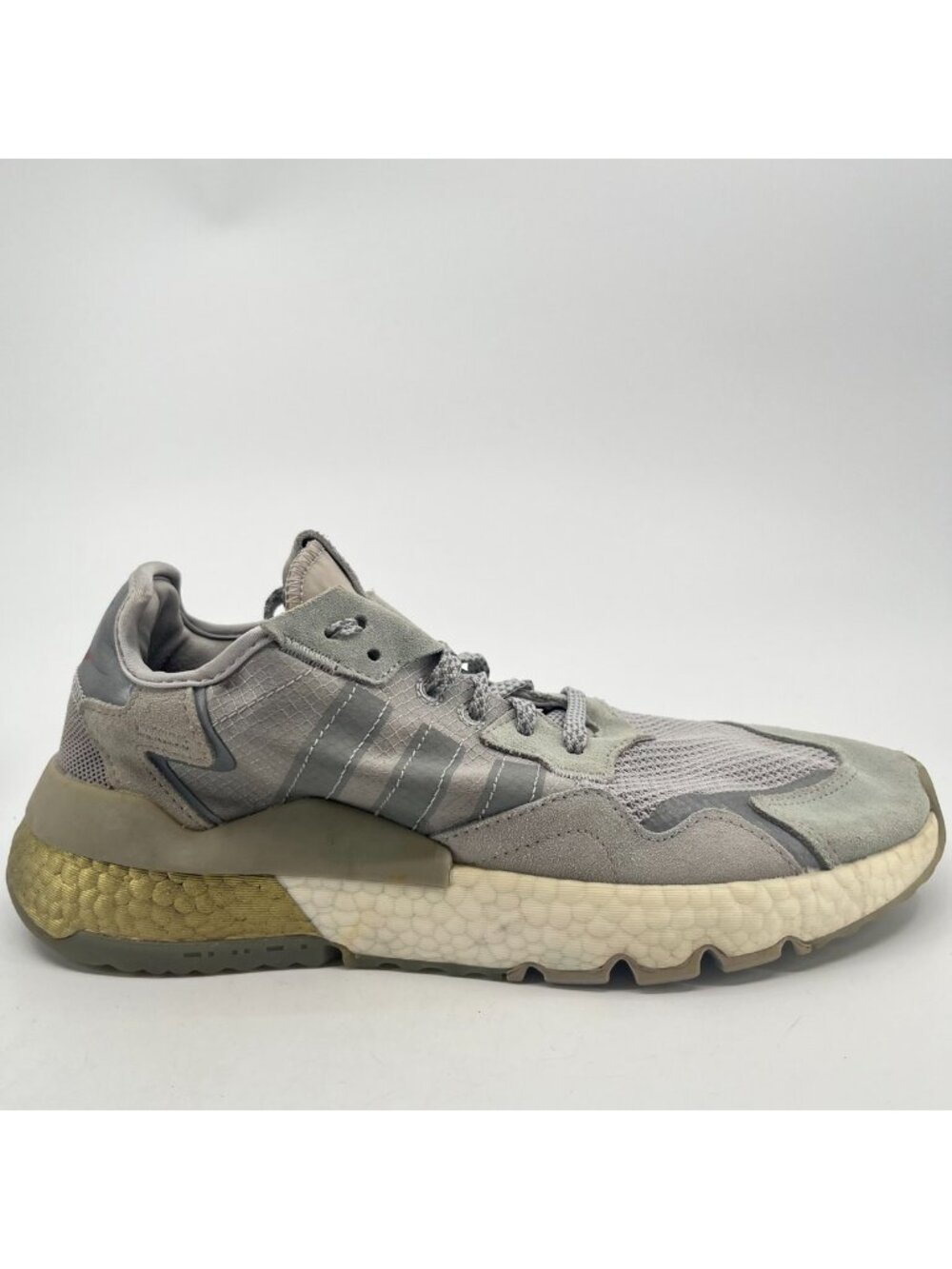Adidas Nite Jogger Mens Size 9.5 Gray Gold Athletic Running Shoes Sneakers
